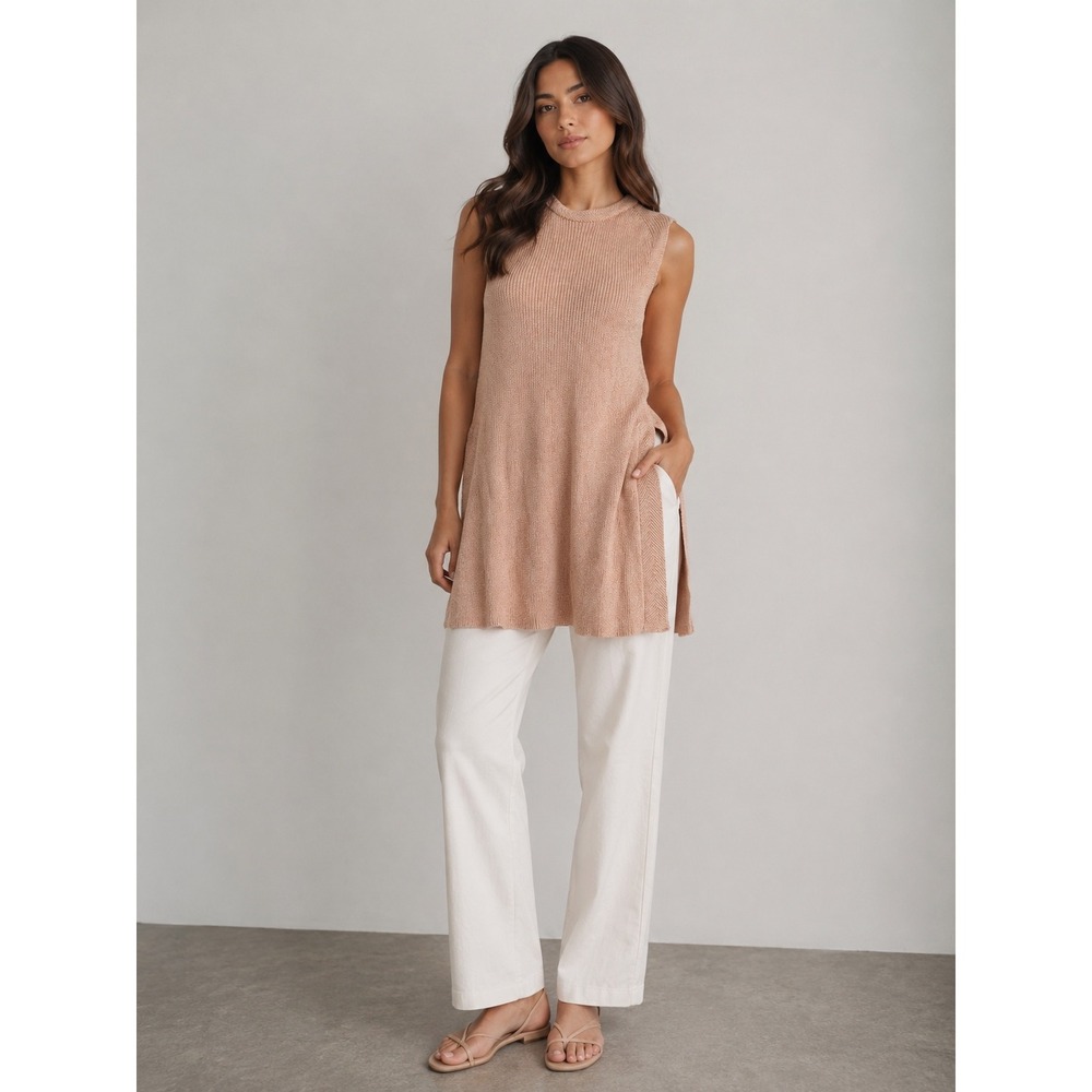Aritzia Wilfred Palmier‎ Sweater Tank Peach Marled Knit High Slit Tunic XXS